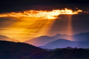 Colorful autumn sunrise over the Smoky Mountains