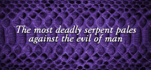 Speak No Evil by Liana Gardner deadly serpent quote against a purple snake skin background