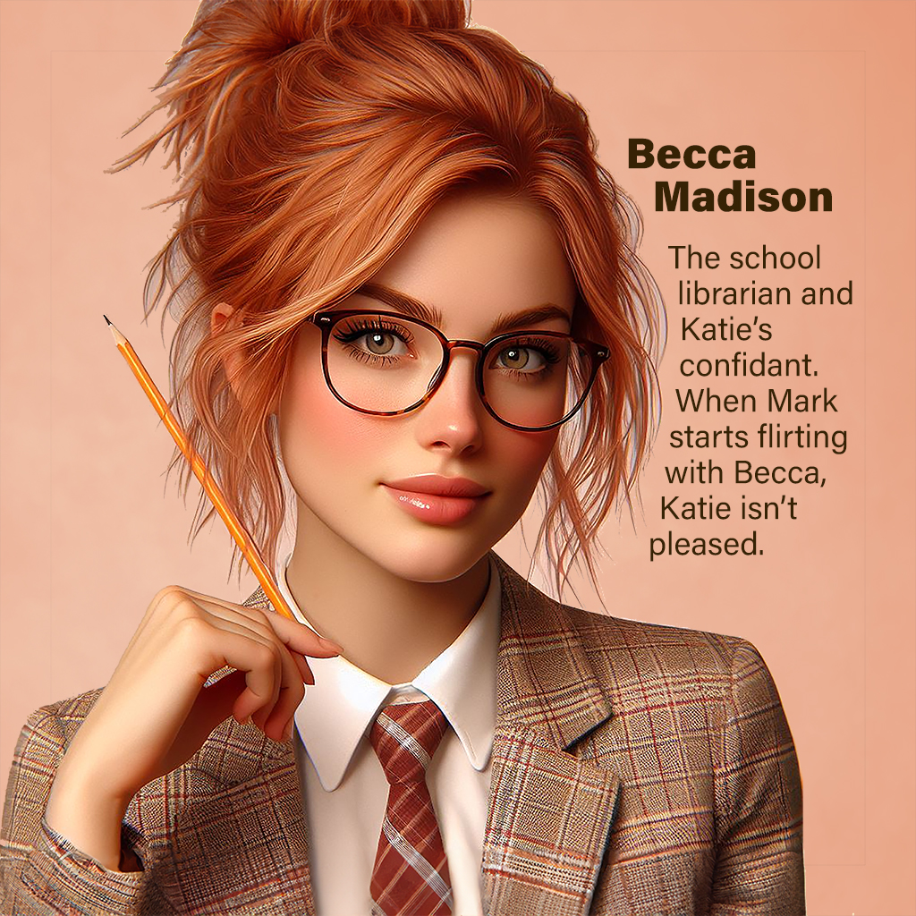 Becca Madison—The school librarian and Katie’s confidant. When Mark starts flirting with Becca, Katie isn’t pleased.