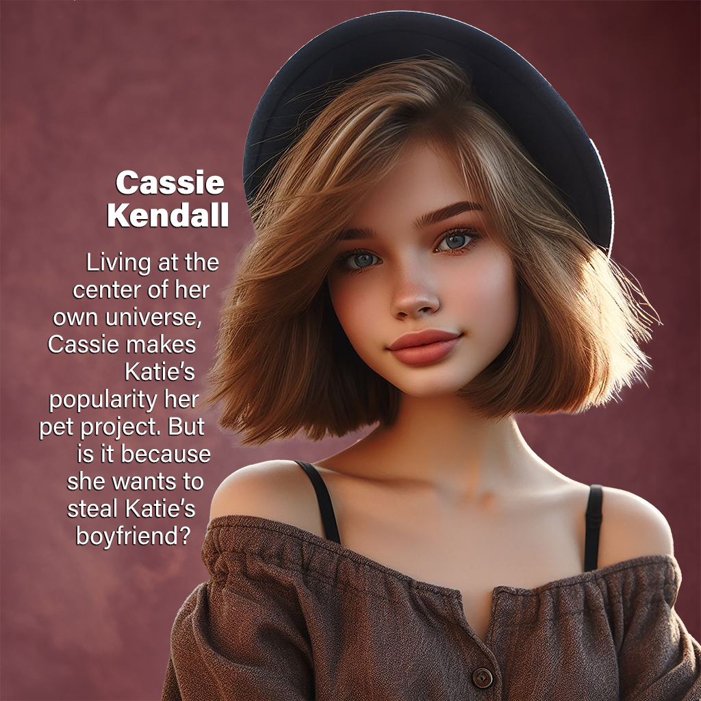Cassie Kendall—Living at the center of her own universe, Cassie makes Katie’s popularity her pet project. But is it because she wants to steal Katie’s boyfriend?