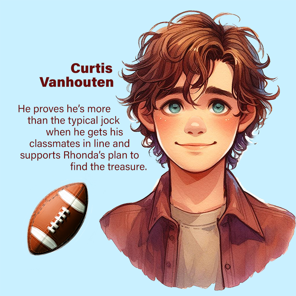 Curtis Vanhouten—He proves he’s more than the typical jock when he gets his classmates in line and supports Rhonda’s plan to find the treasure.