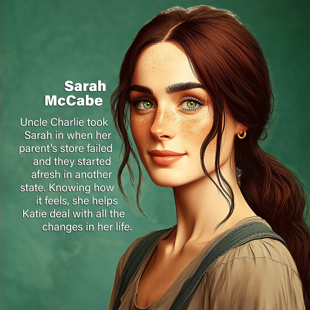 Sarah McCabe—Uncle Charlie took Sarah in when her parent's store failed, and they started afresh in another state. Knowing how it feels, she helps Katie deal with all the changes in her life.