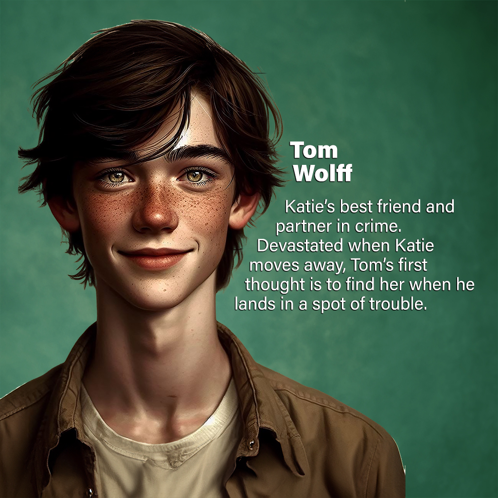 Tom Wolff—Katie’s best friend and partner in crime. Devastated when Katie moves away, Tom’s first thought is to find her when he lands in a spot of trouble.